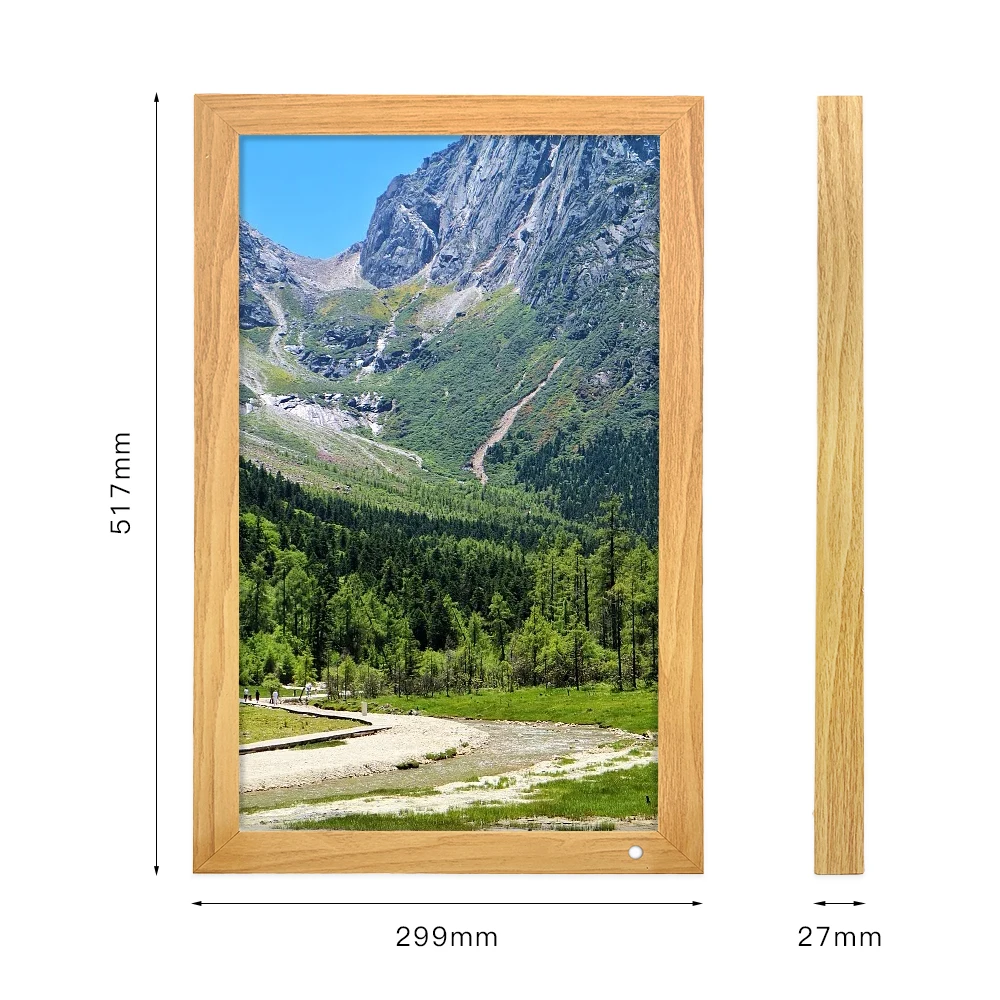 Digital Photo Frame Hd Advertising  Lcd Screen Display Video Art Picture 21.5 inch wood digital signage