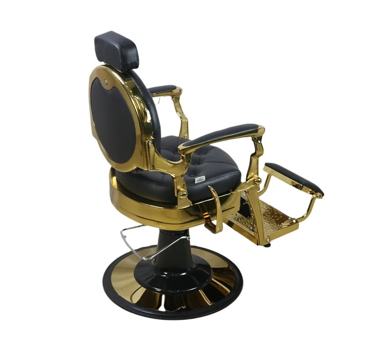 2024 heavy hair salon chair classic antique aluminum folding barber chair gold