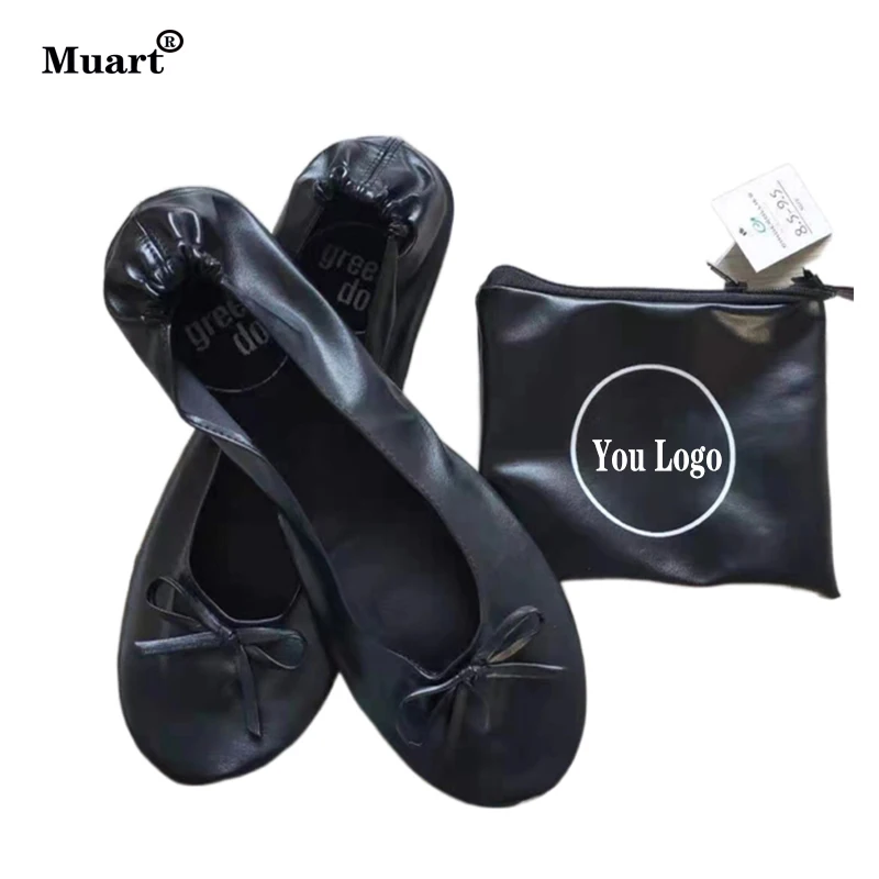 customer OEM logo Rose Gold Popular lady folding ballerina shoes cheap disposable fold up ballet flats folding Shoes