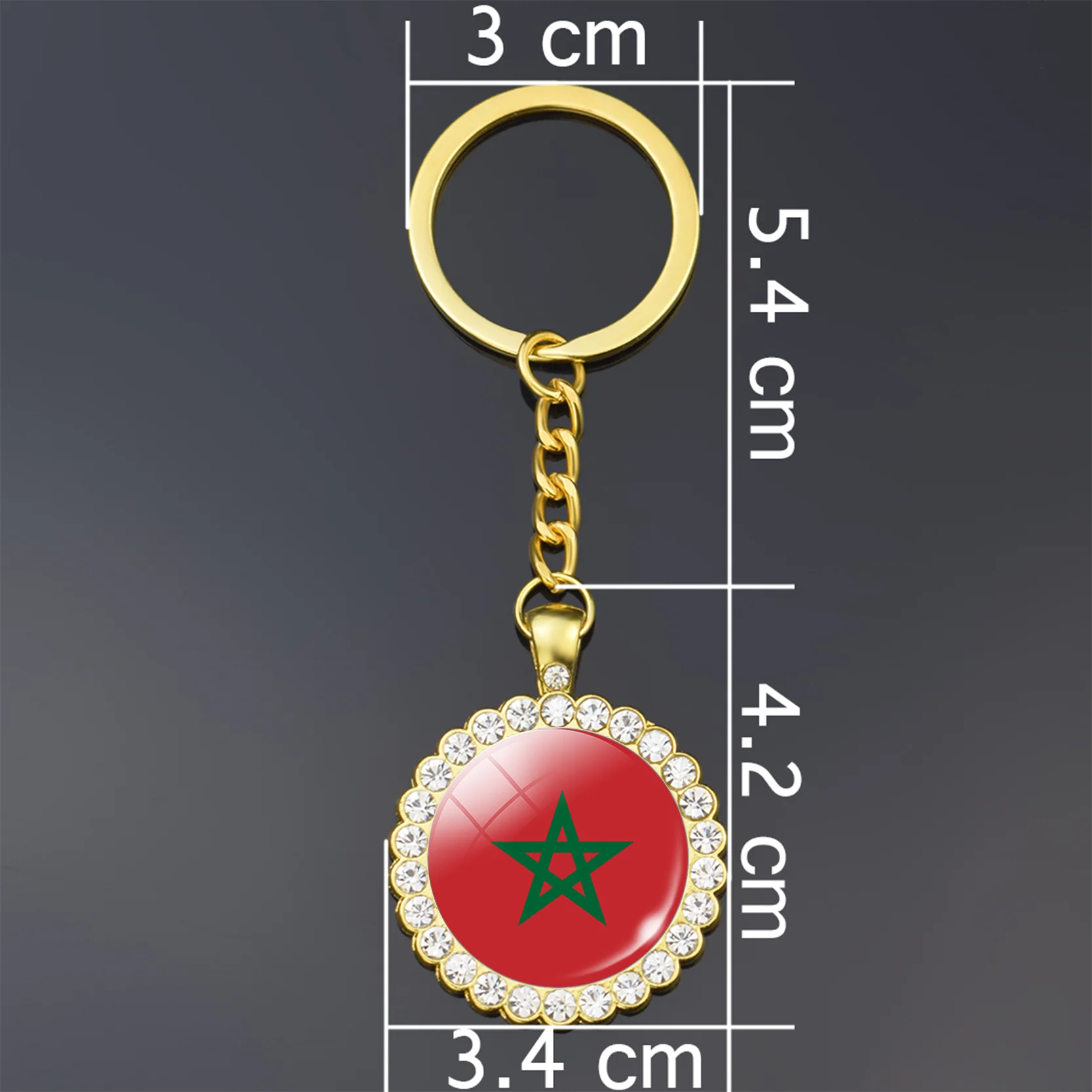 South Africa India Congo Sudan Morocco Libya Guinea Zambia National Flag Keychain Crystal Jewelry Diamond Golden Key Chain