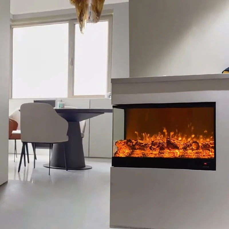 Corner 2-sided decorative kitchen island guest dining room can be customized Heating adjustable  flame adjustable 2DH fireplace