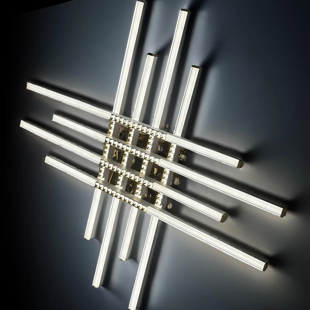 Luxury Designer Moderna Lighting Nordic Minimalist Chandelier 120W LED Ceiling Lamp Vertical and Horizontal Strip Lamp for Hotel