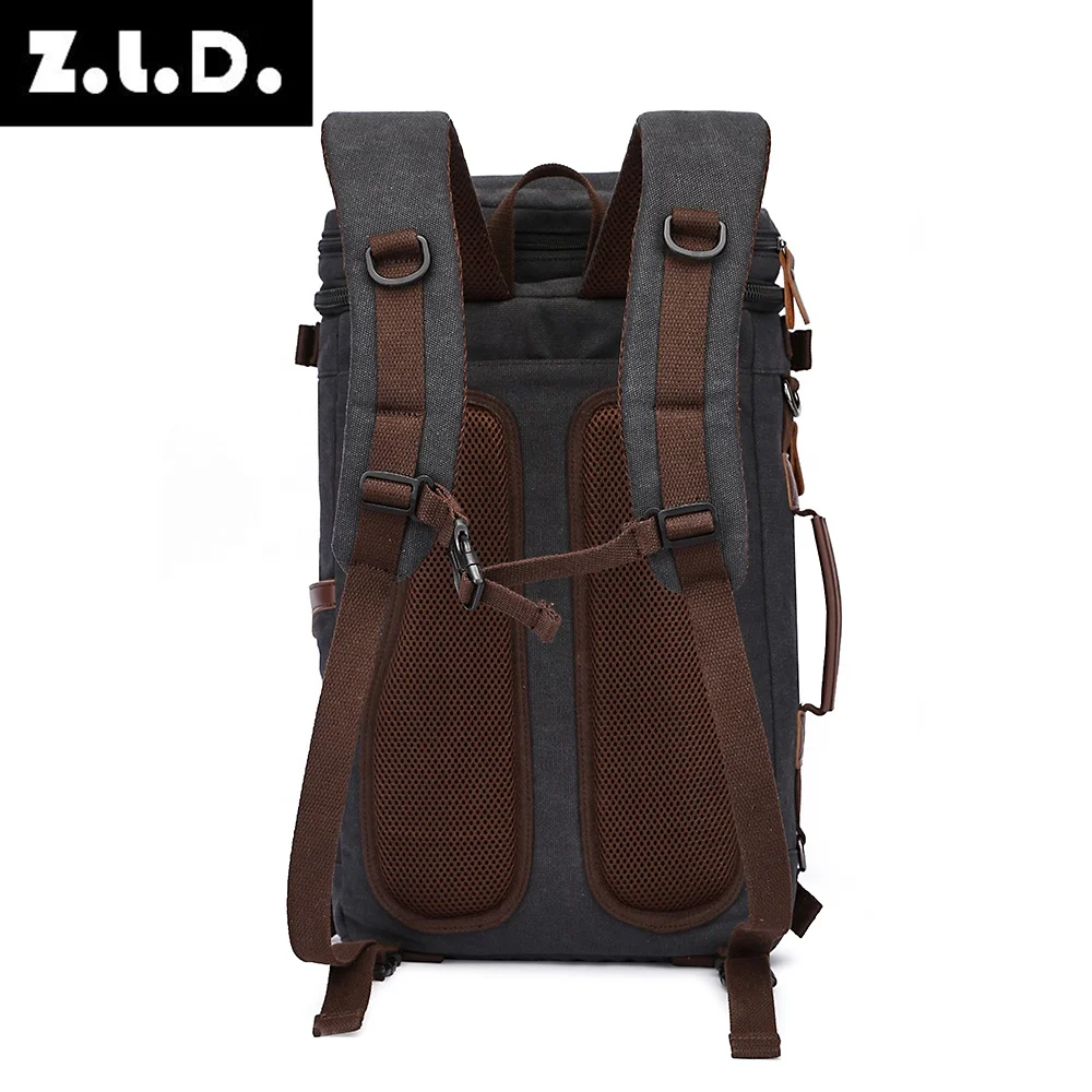 Canvas backpack outdoor backpacks black rucksack for work multi-function laptop backpack men hand bag shoulder bag