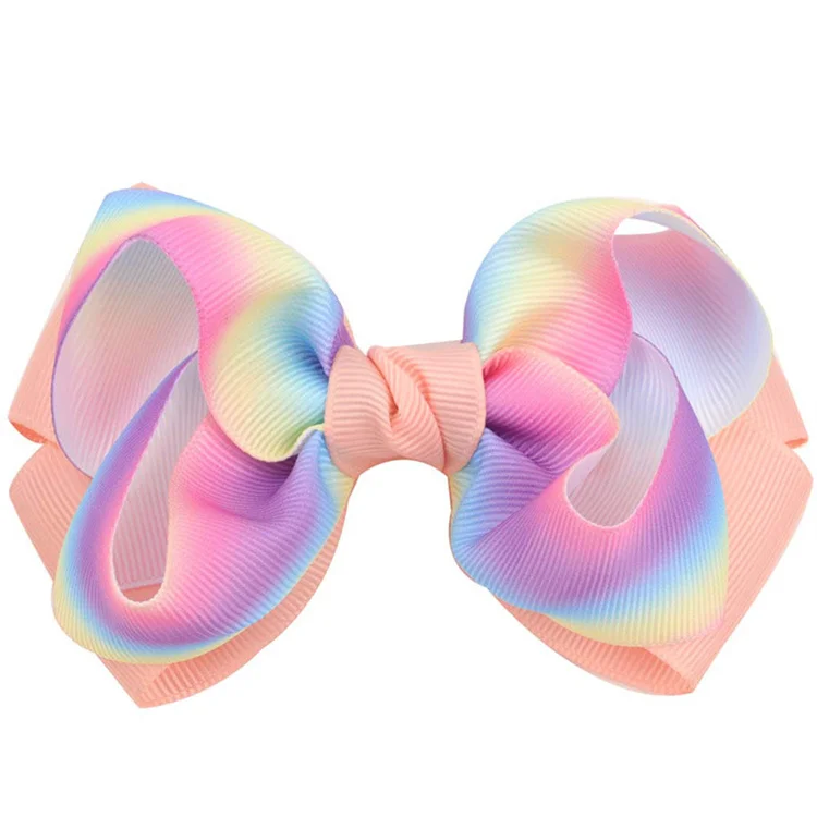 Newest Style Sweet Bow Hair Clips Handmade Rainbow Bows Hairpin Hair Grips For Children  hair accessories