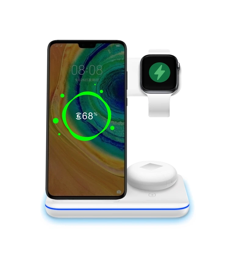 Amazon Лидер продаж 3 в 1 Qi Беспроводное зарядное устройство 15 Вт 10 Быстрая зарядка многофункциональное