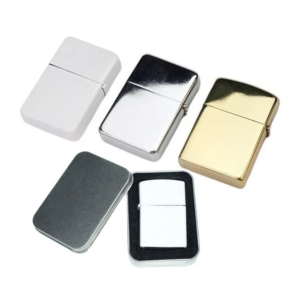 High quality wholesale oil filled white metal blank sublimation lighter printing coated blank lighters heat press printing
