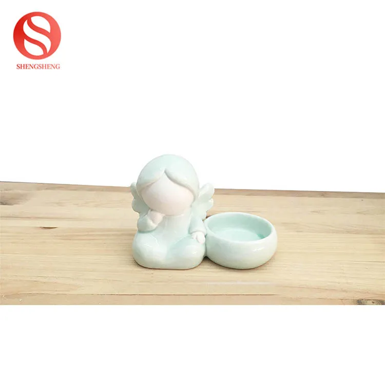 Custom logo cheap price best quality cute girl design home decoration wholesale ceramic candle holder