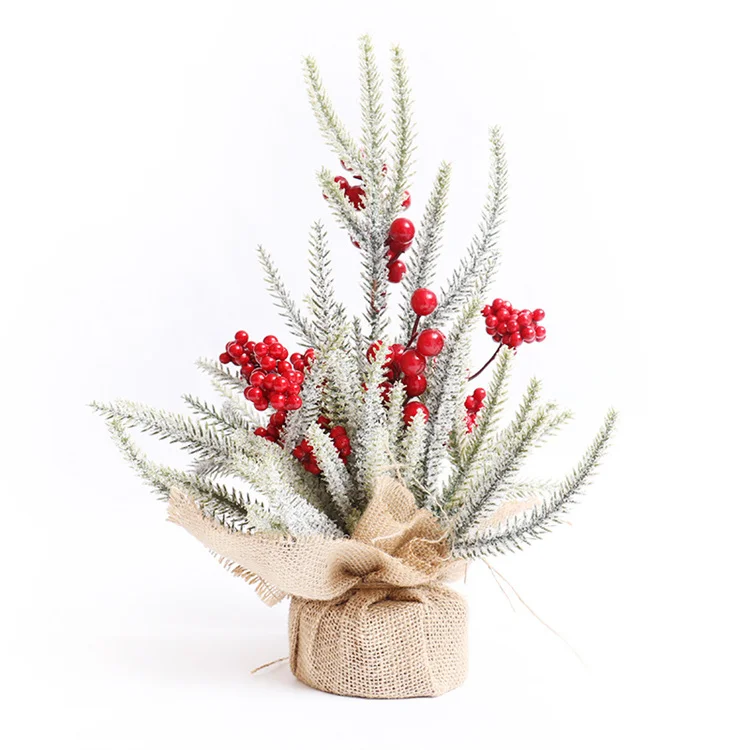 Hot Handmade Falling Snow PE Table Top Mini Christmas Tree Potted Hotel Shopping Mall Small Christmas Decorations