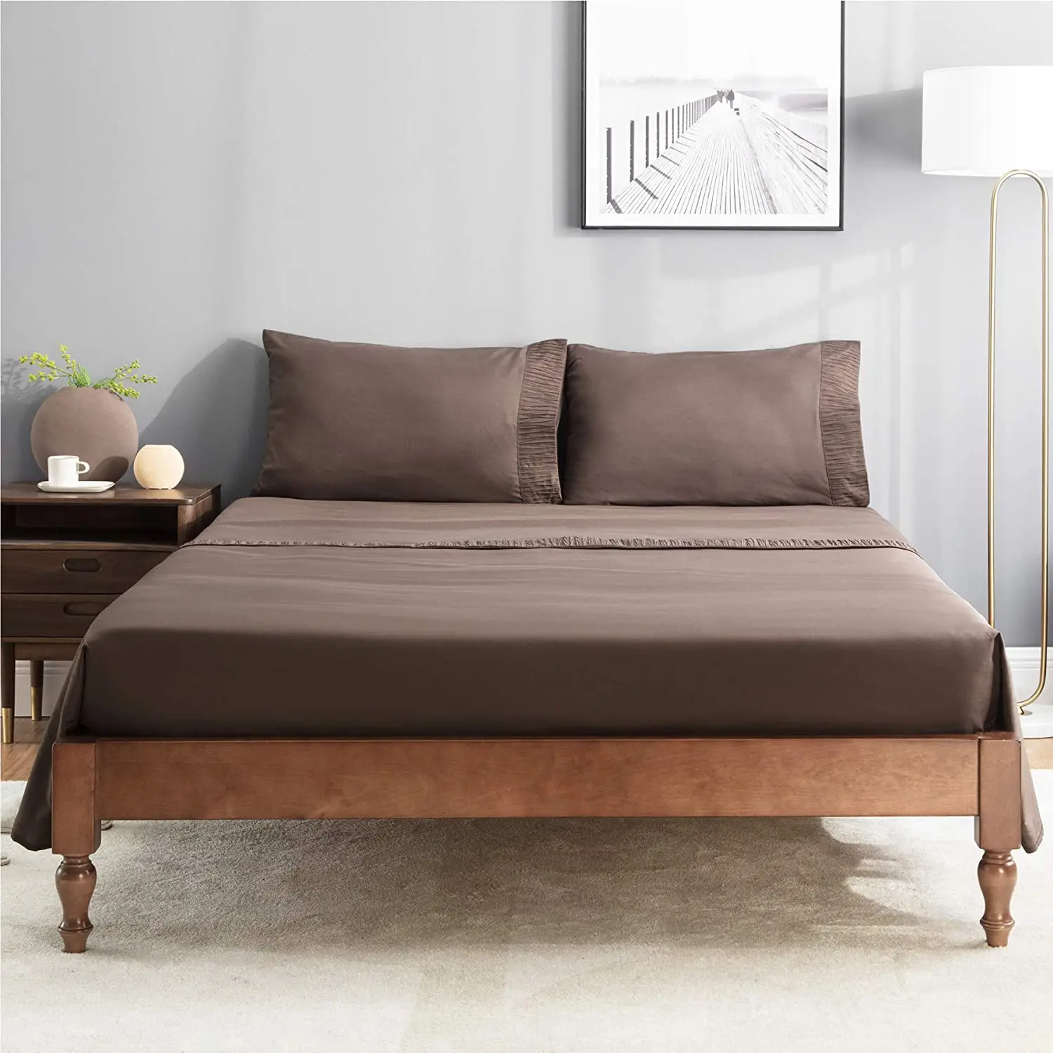 Best Seller 4 Piece Bed Sheets Set Microfiber 1800 Bedding Sheets & Pillowcases 16 Inch Deep Pocket Bed Sheets Set