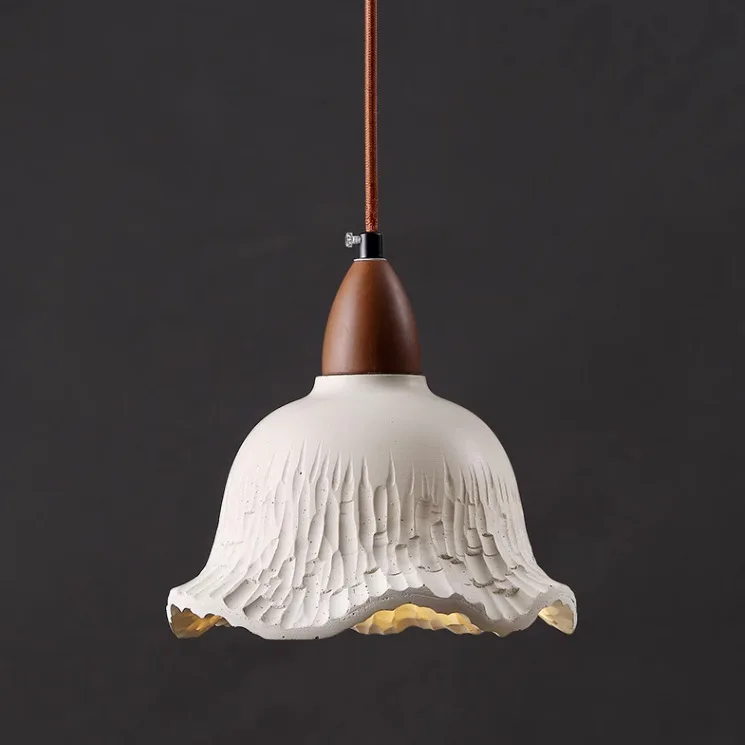 Nordic simple cement chandelier modern living room dining room bedroom headboard log hanging pendant lamps