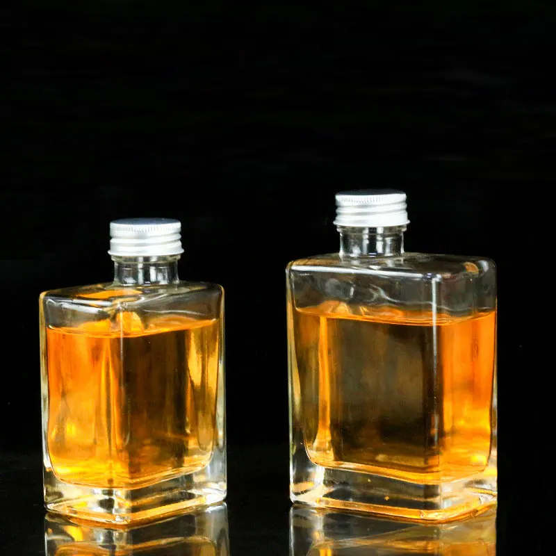 200ml 280ml Flat Square Thicken Boba Milk Beverage Glass Bottle For Juice Milk Tea Coffee Water