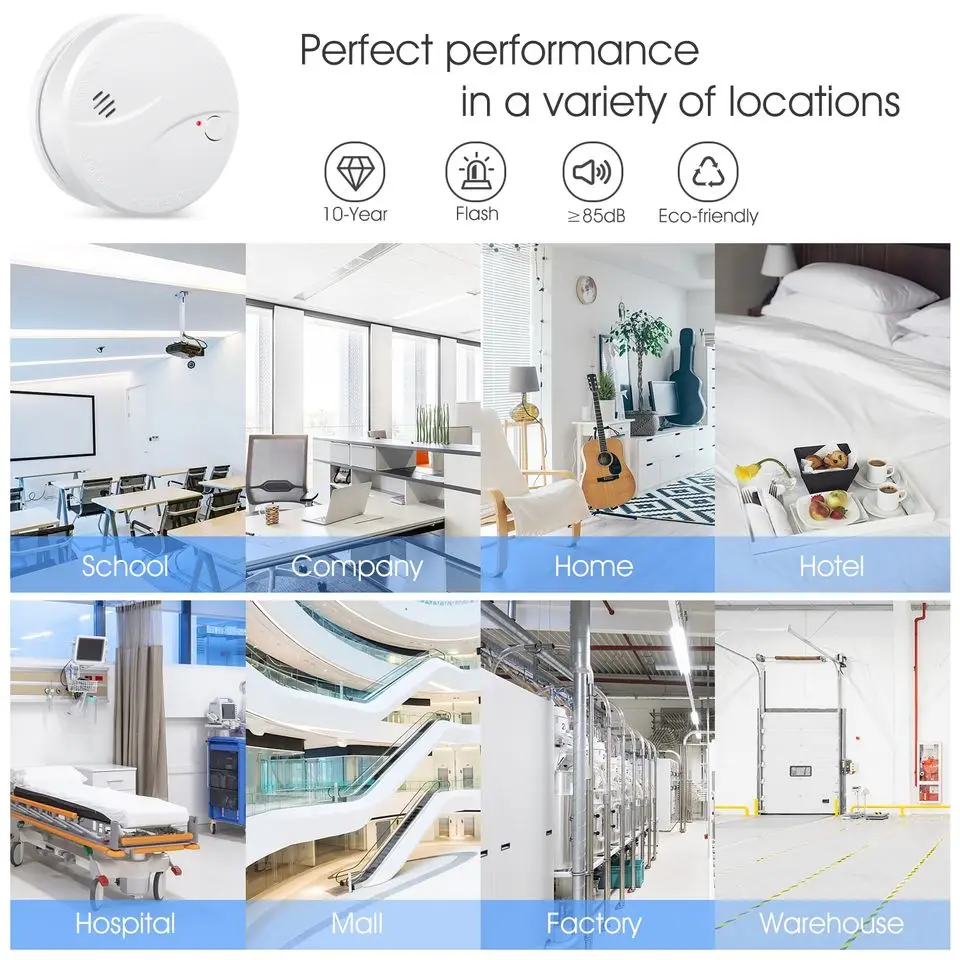 10 Years Standalone photoelectric smoke detector DC 3V battery power smoke alarm EN14604, VDS certificate