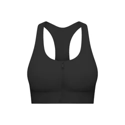 Xsunwing Top Sale Ropa Interior Deportiva Mujer Cross Back U Neck Fixed Chest Pad Front Zipper Magic Sticker Womens Sports Bras