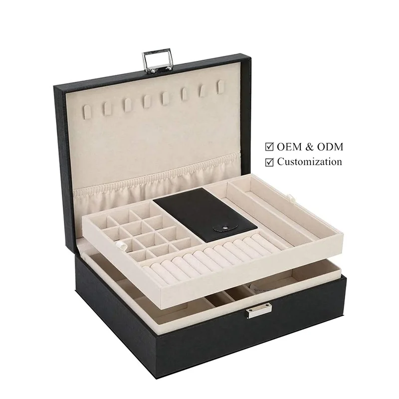
2021 Wholesale Custom LOGO jewelry carrying cases fashion pu jewelry box for women jewelry box organizer 