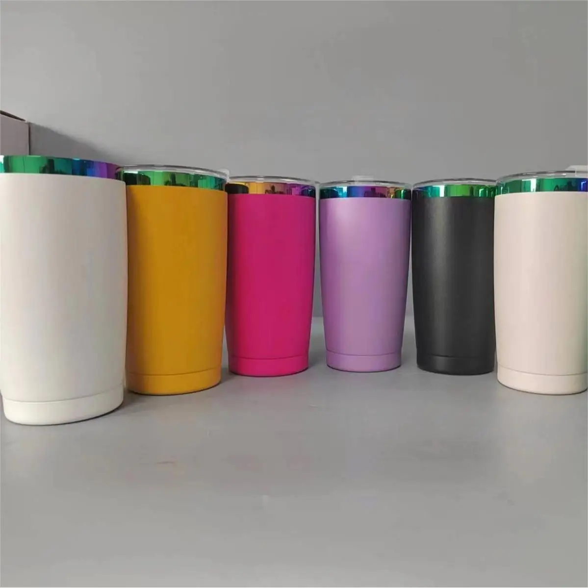 AGH 20oz rainbow plating powder coated tumbler for laser engrave logo custom printing double wall vacuum stainless steel