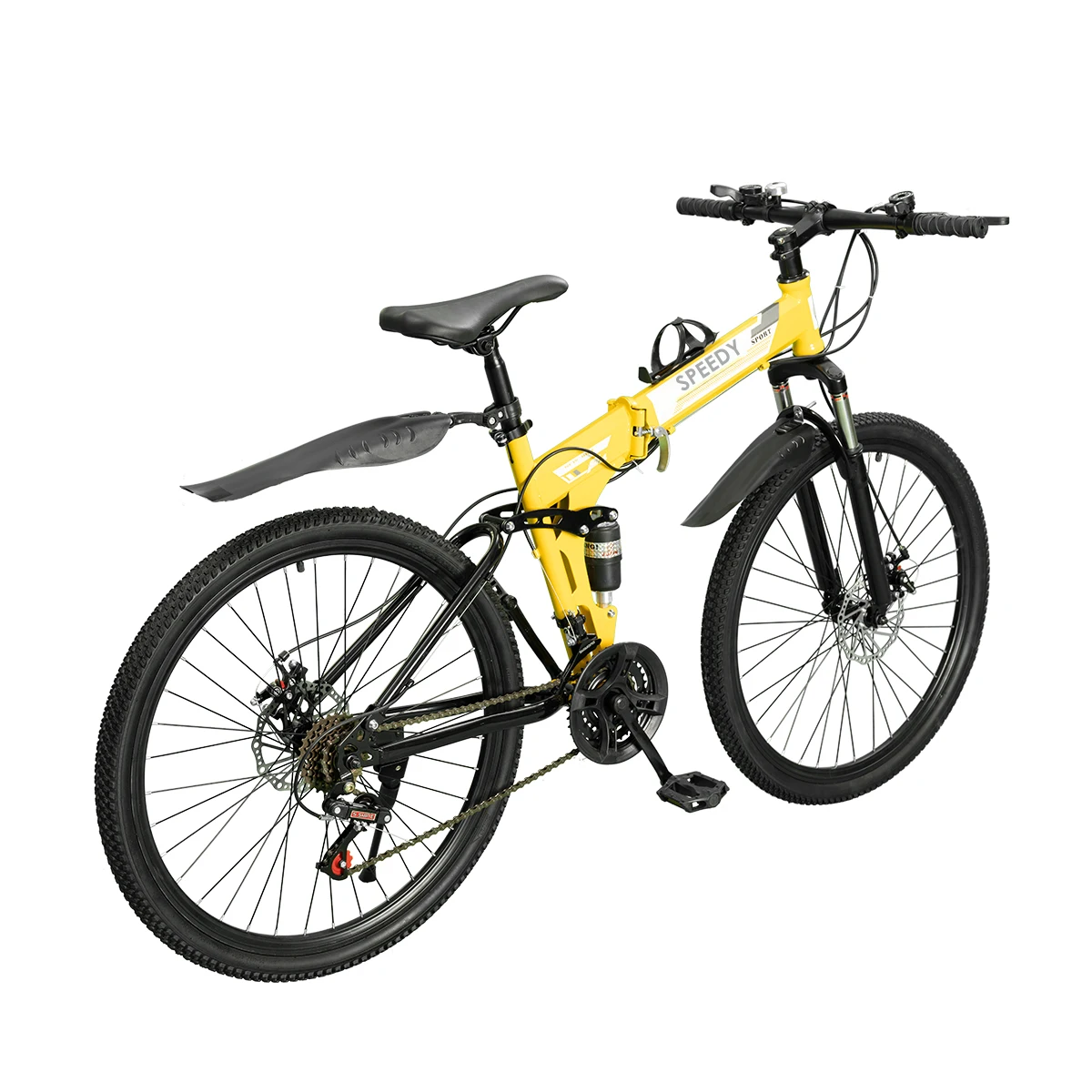 2024 Folding Bike 26 Inch Foldable Bicycle 21 Speed High Carbon Steel Shock Absorbing Front For Full Suspension Adults Mountain