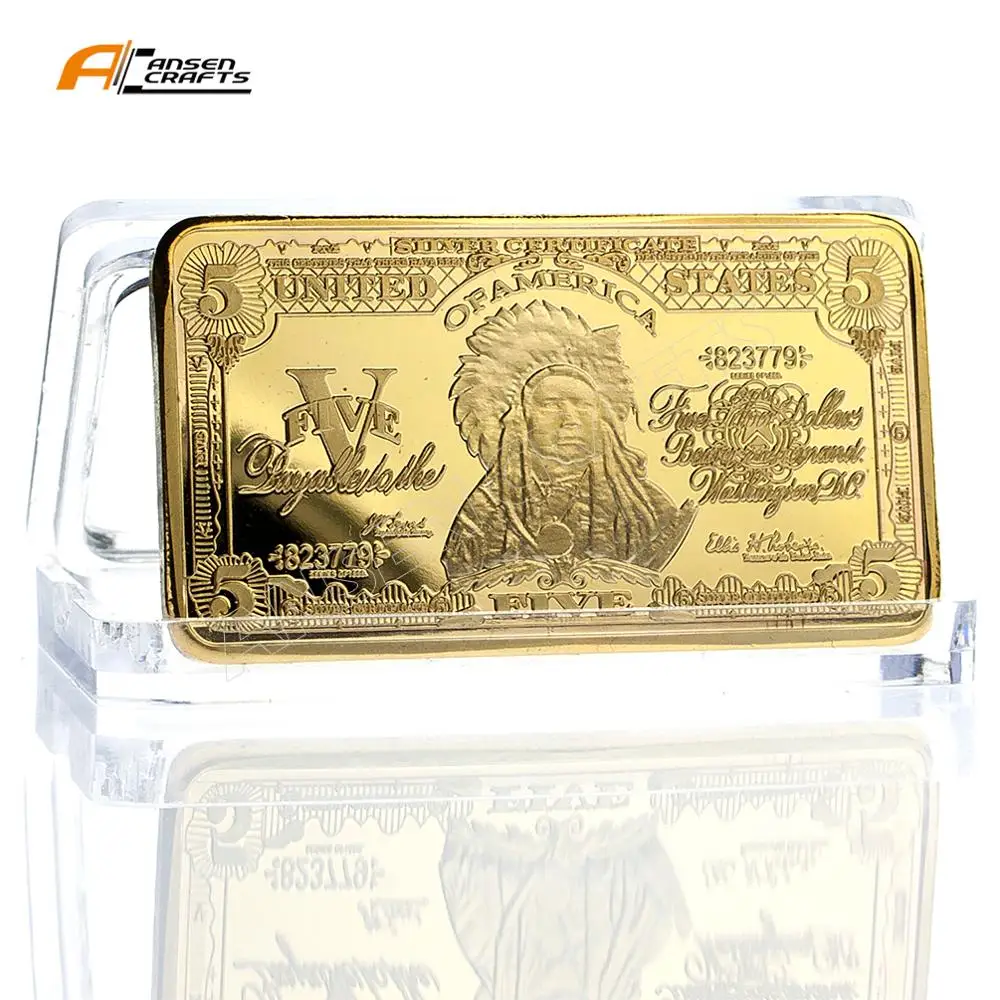 
US 100 999 Bank Gold Bullion Bar 24K Gold Plated for Collection 