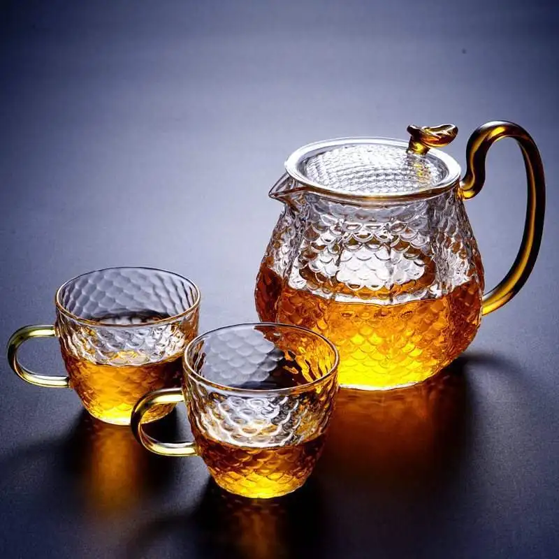 Hammered Retro Teapot Tea Set Household High Borosilicate Glass Dragon Incense Pot