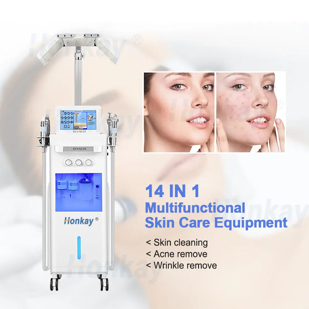 Facial Care Beauty Equipment 14 in 1 For Sale Hydra Peel Hydro Dermabrasion With Led Mask Pdt Therapy Machine