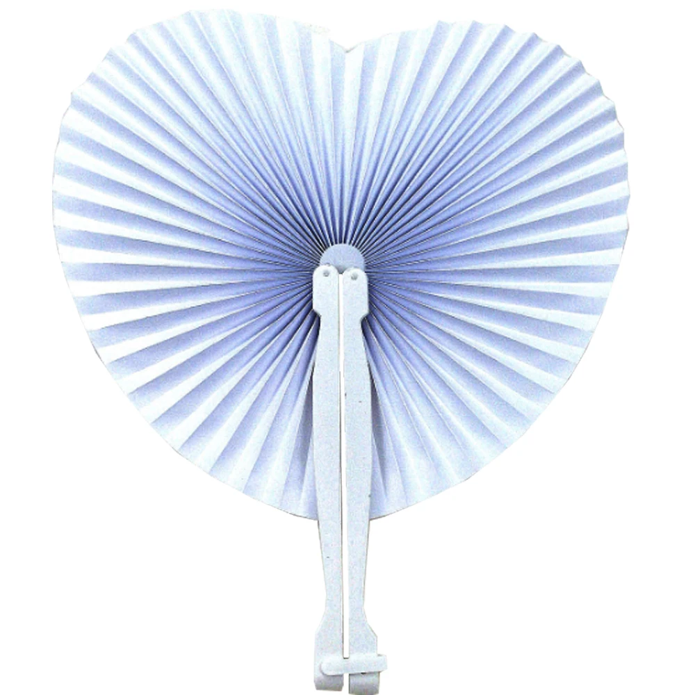 Round Shaped Accordion Folding Handheld Paper Hand Fans with Plastic Handle for Wedding Birthday Party Favors