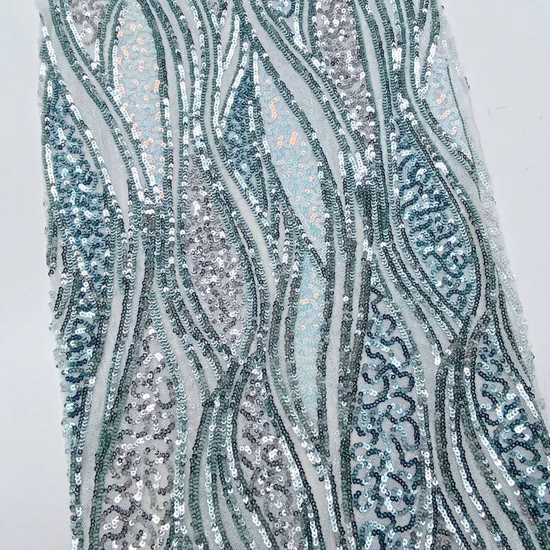 Fancy polyester silver paillettes knitted multiple color mesh embroidery small sequin fabric for party dress