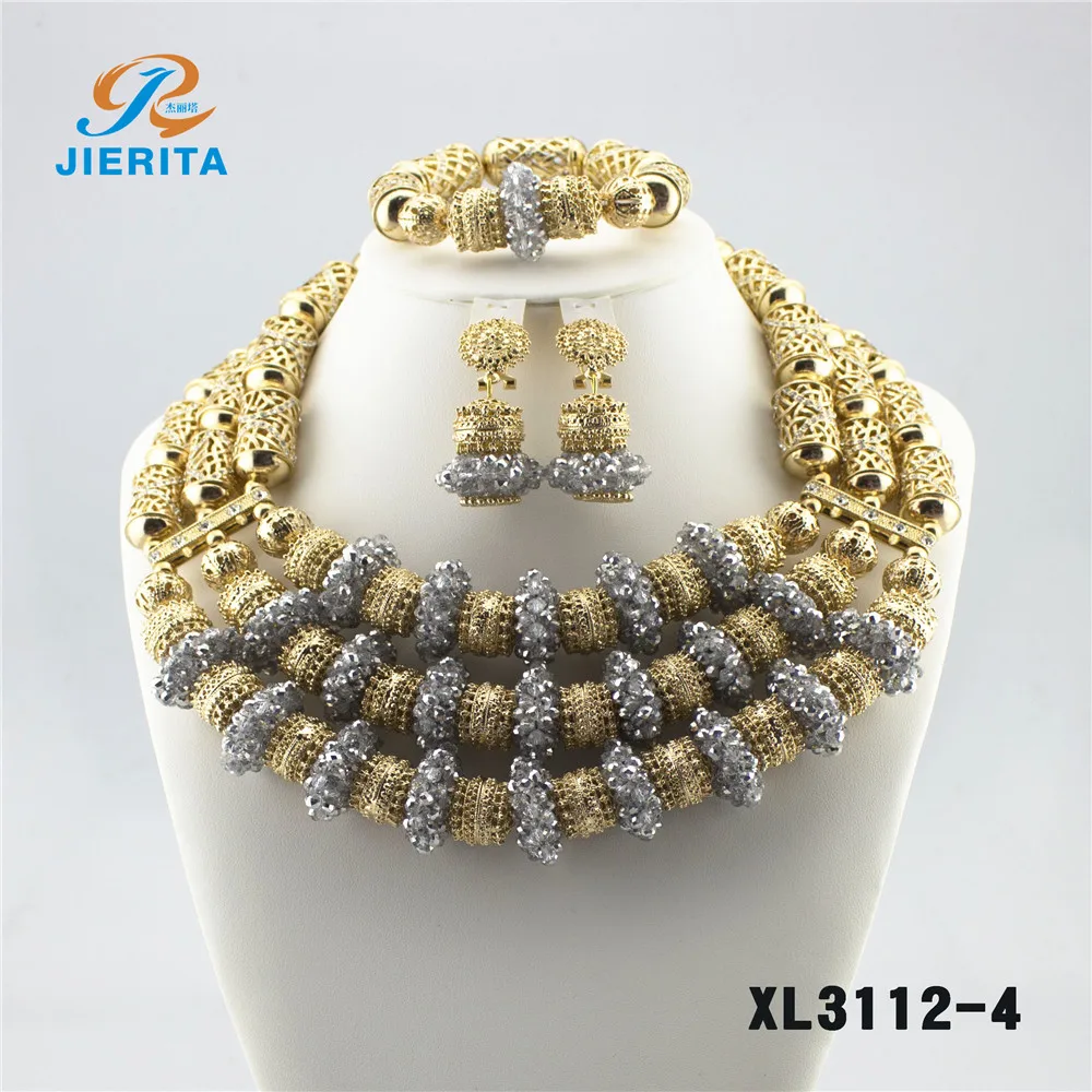 XL2132 Handmade boutique Gold and sliver color crystal fashion jewelry sets