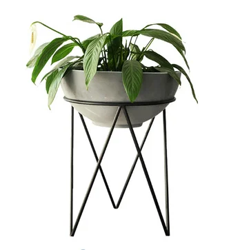 Tall Floor Garden Iron Flower Pot Stand With Triangular Base