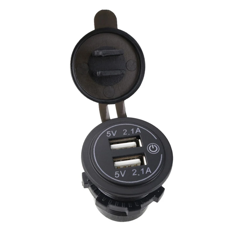 Factory Price Dc 12v Blue Led Touch Switch 5v 2.1a USB Car Charger Power Socket 12v USB Car Charger Socket Dual