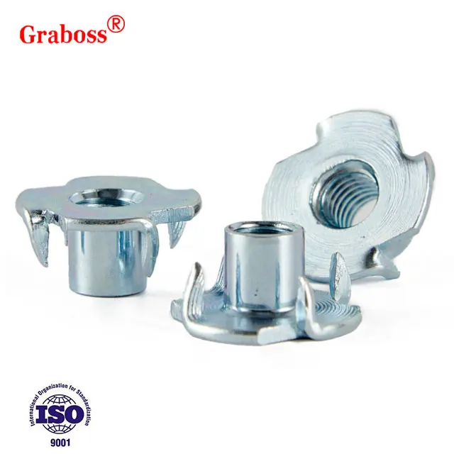 Cold Forged Self-Retaining 4 Prong T-Nut Furniture T Nuts