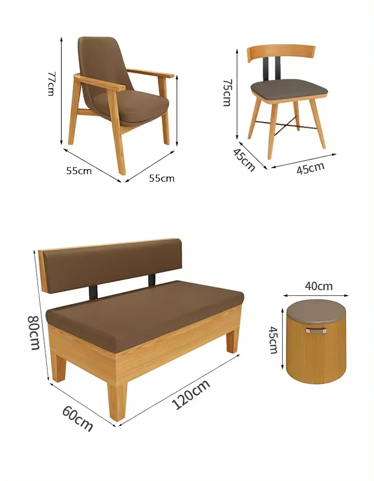 Hot sale card seat light luxury dining table and chair fast food coffee noodle restaurant table and chair set