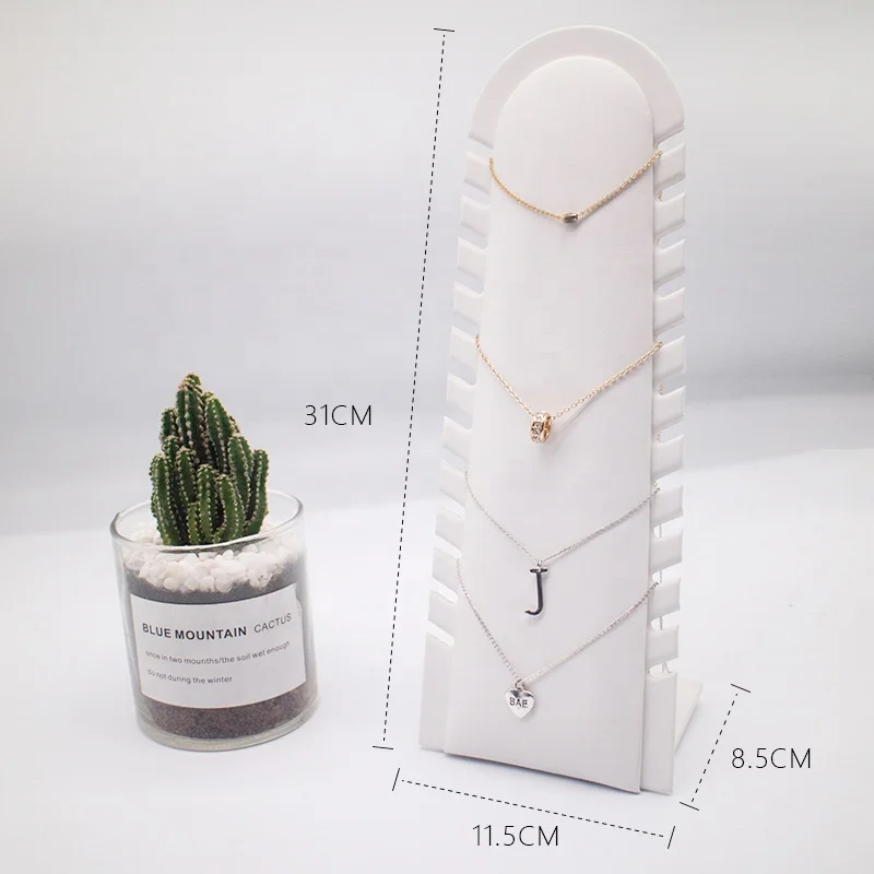 Wholesale White Jewelry Stand Set Necklace Earring Ring White PU Leather Display