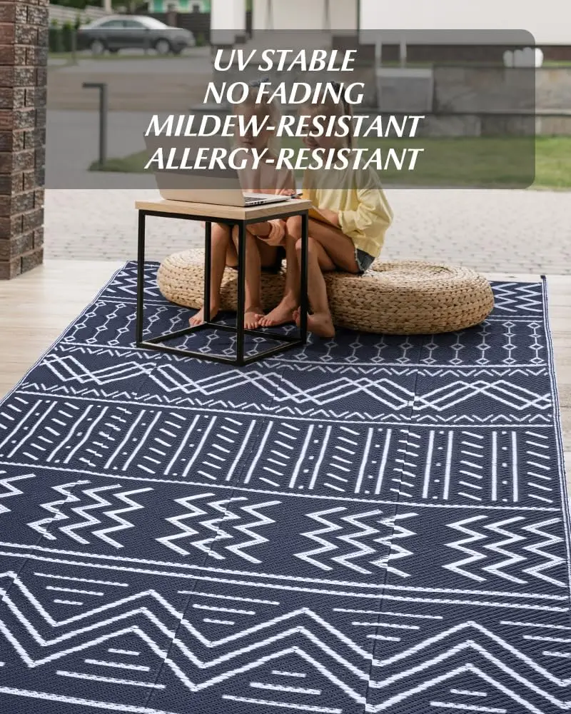 Outdoor Rug Patio Rug Reversible Portable Outdoor Plastic Straw Camping Rugs for Outside RV