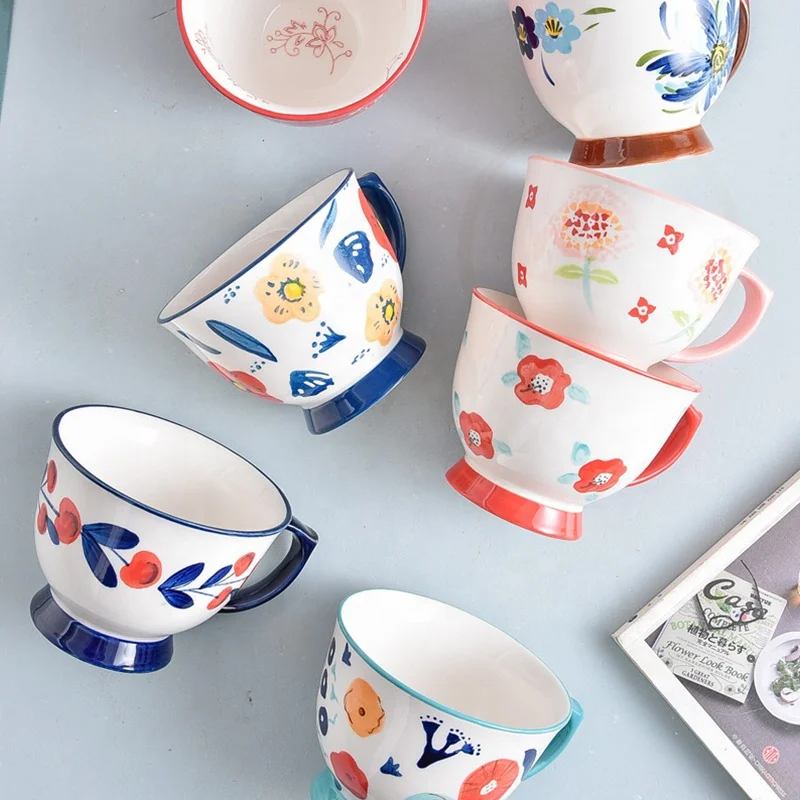 New Ins European American Microwave Oven Office Baking Roasted Large Handle Cup Milk Coffee Oatmeal Breakfast Mug