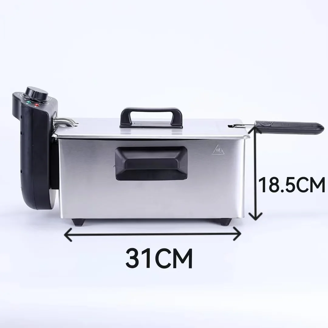 kolax brand removable deep fryer ss for fish potato chips  2000w 3L adjustable thermostat