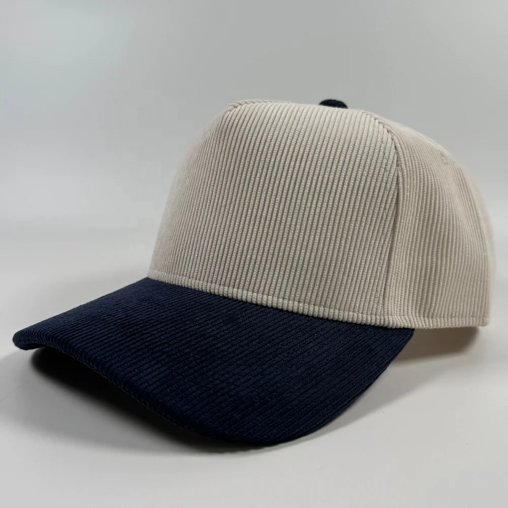 OEM fashion unisex two tone colorful A frame 5 panel structured baseball cap custom your design corduroy snapback hat wholesale
