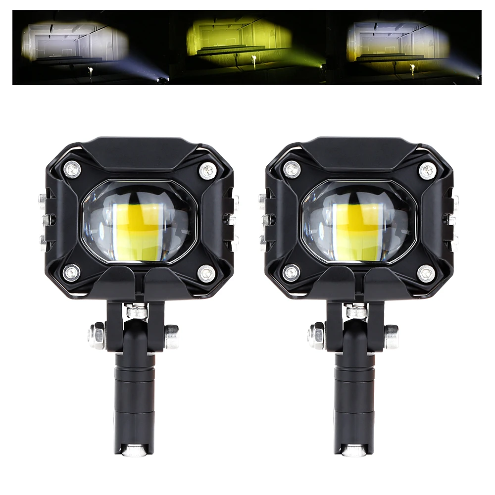 DC12v dual color high low beam 3 inch motorcycle auxiliary spotlights led fog lights for off road  electric vehicles