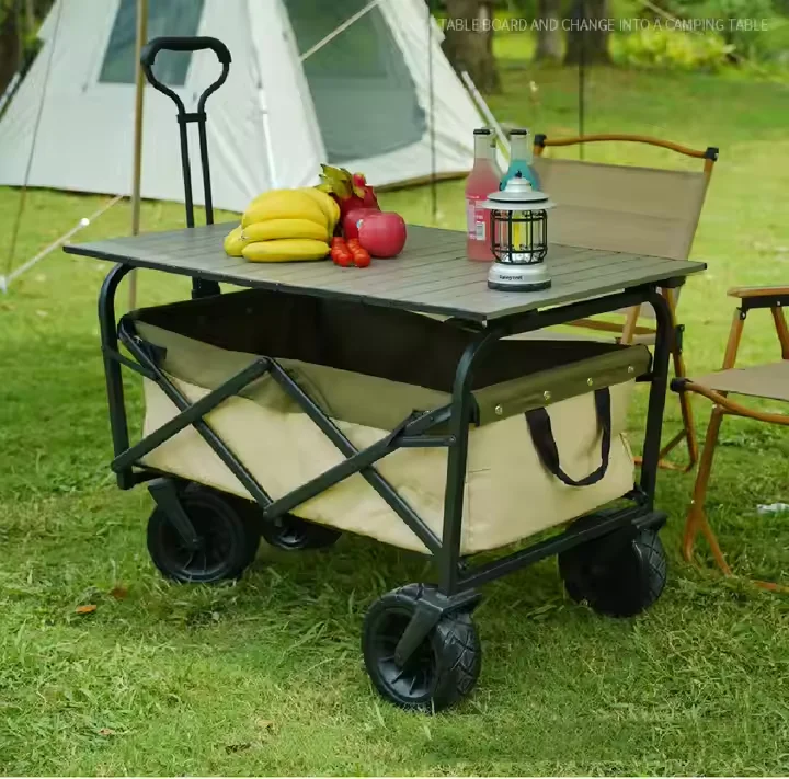 Good Quality Heavy Duty Camping Cart Trail Collapsible Folding Beach Wagon For Outdoor Garden Beach