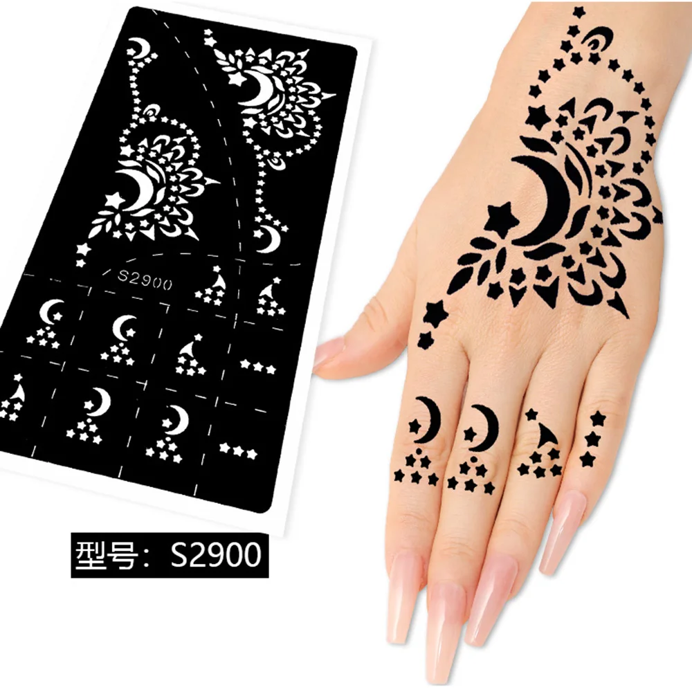 OEM Body Art Tattoo Template Sticker Moon Painting Sticker Temporary Tattoos For Women Body Art Tattoo Stencils
