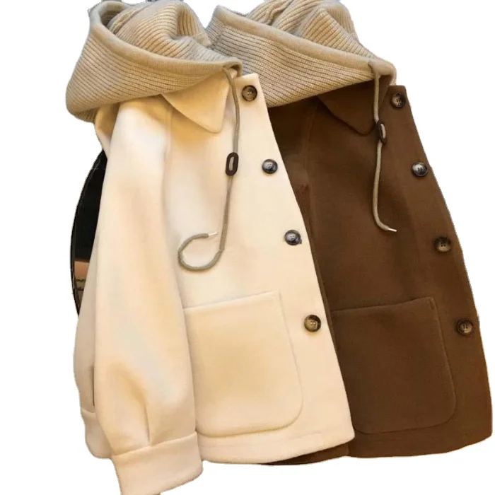 2024 New MP oem custom printed embroidery logo design plush woolen coat for women large size fashionable knitted hooded hoodies