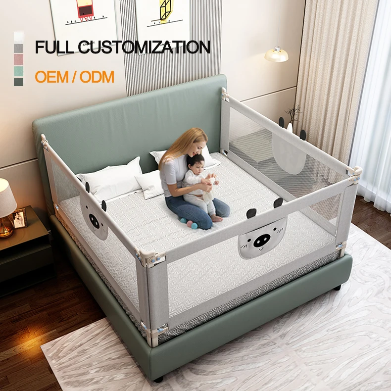 Portable Child Safety Products Full Customization Toddler Cot Railing Babi Side Double Guard Cute Bear Design Bed Rails