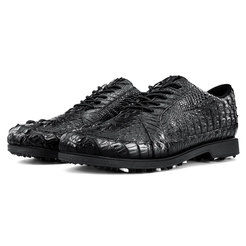 Luxury Casual Custom Spike Sport Shoes Crocodile Leather Golf Shoes For Men Leather Breathable Waterproof Antiskid Golf Shoes