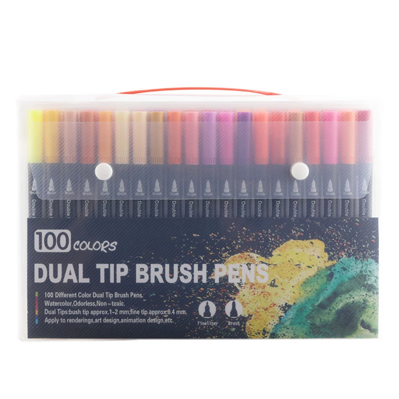 Stromer Manufacturer Oem Customer Logo 12 24 36 48 60 80 100 Colors White Water Brush Pen Multi Color Water Color Marker Pen