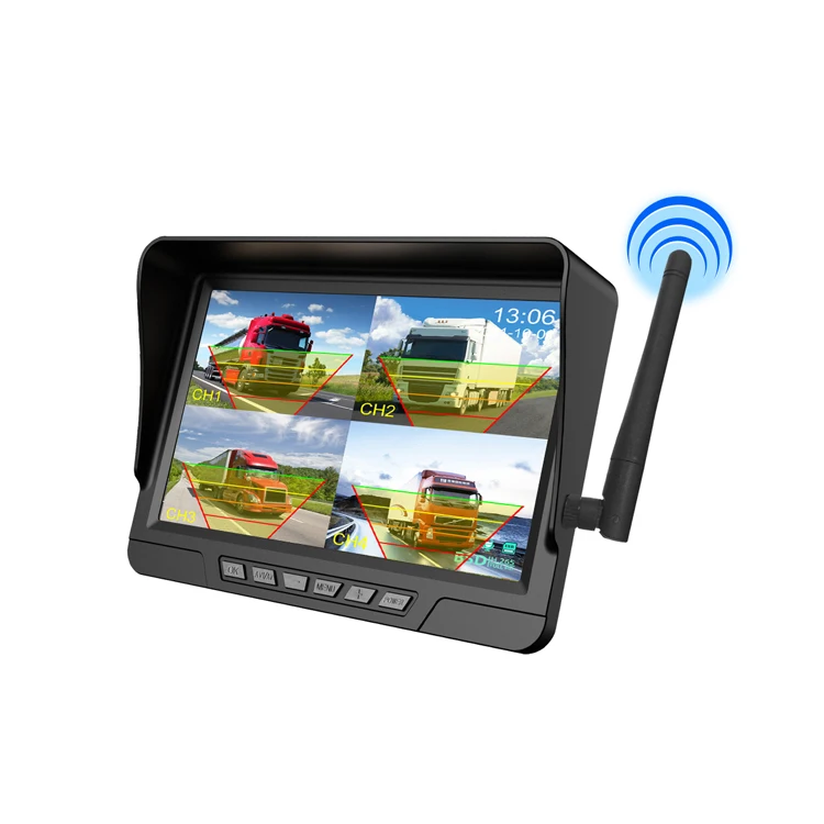 Wholesale High Quality Wide Angle 12V 24V Wireless Car Backup Security 4 Camera System with Monitor for Bus Heavy Duty Truck Van