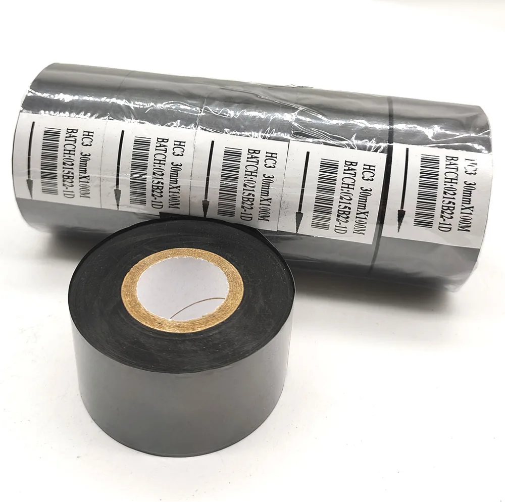 Foil stamping ribbon 30mm*100m black manufacturers hot stamping code foil jumbo roll