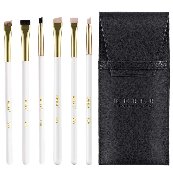 BEILI best seller single makeup brush high quality synthetic angled tinting brush flat concealer eyebrow eyeliner brush with bag