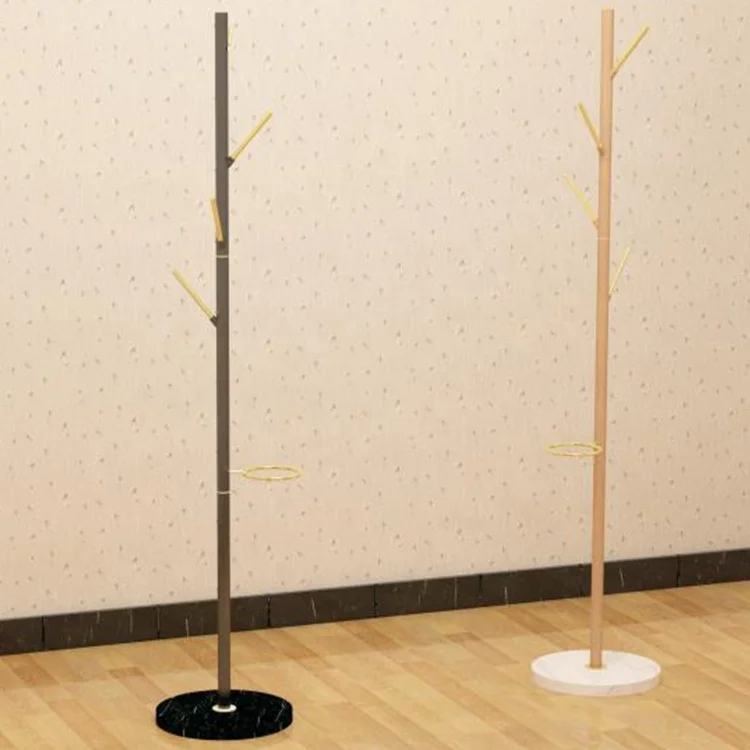 
Tree shape metal with wood color marble base coat rack clothes rack stand 