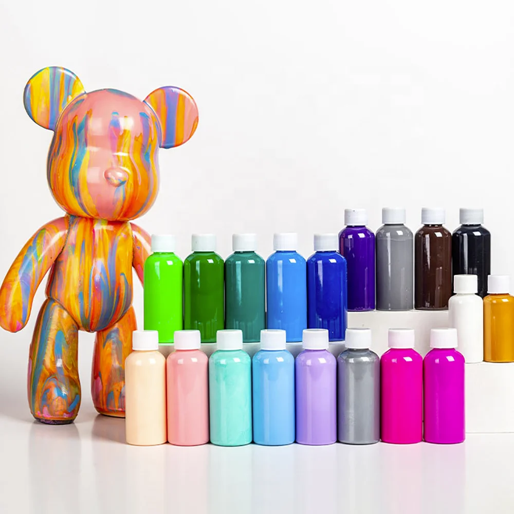 Acrylic Pouring Paint 60ml Bottled Liquid Painting Student Children Diy Hand Painted Creative Fluid Bear Paint
