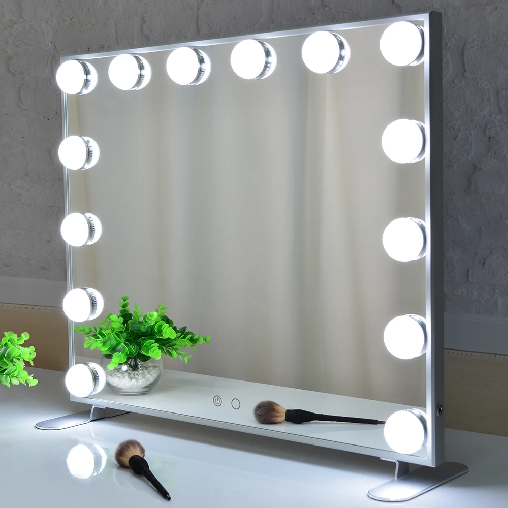BEAUTME Lighted Makeup Mirror Dressing Table Vanity Set Mirrors with Dimmer, Tabletop or Wall Mounted Vanity Mirror with lights