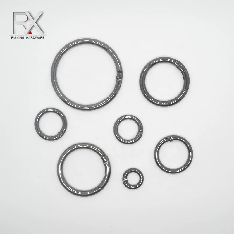 All size of spring ring 15mm 25mm 32mm 38mm metal zinc alloy circle jump buckle round O shape opening bag spring ring O-ring