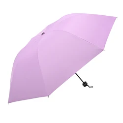 2022  macaron UV protection lady black coating 3 folding umbrella